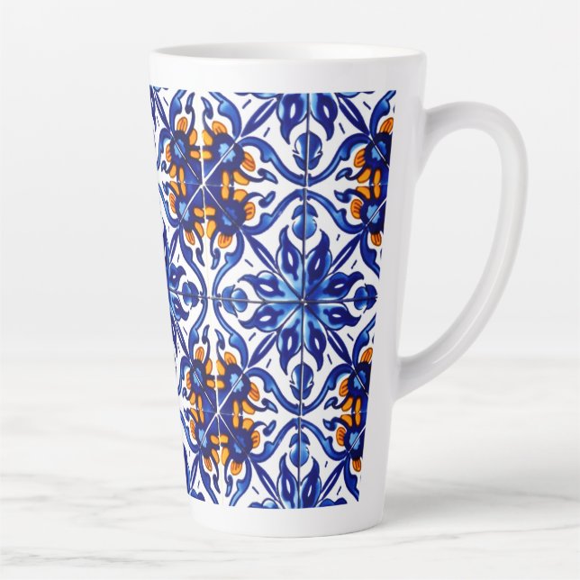 Tasse Latte Mexique Talavera Terracotta Carrelage Design No 8 (Droite)