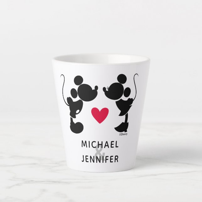 Tasse Latte Mickey et Minnie Mariage | Silhouette (Devant)