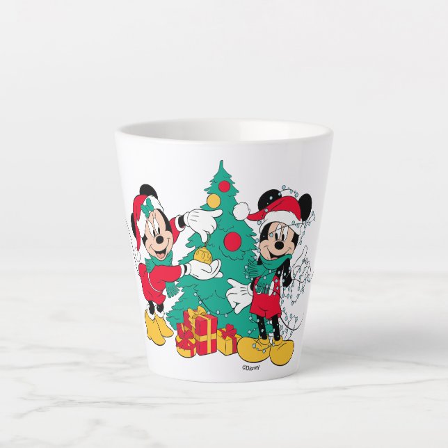 Tasse Latte Mickey & Minnie | Décorer l'arbre de Noël (Devant)