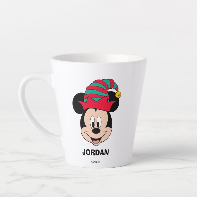 Tasse Latte Mickey Mouse | Casquette elfe de Noël (Gauche)
