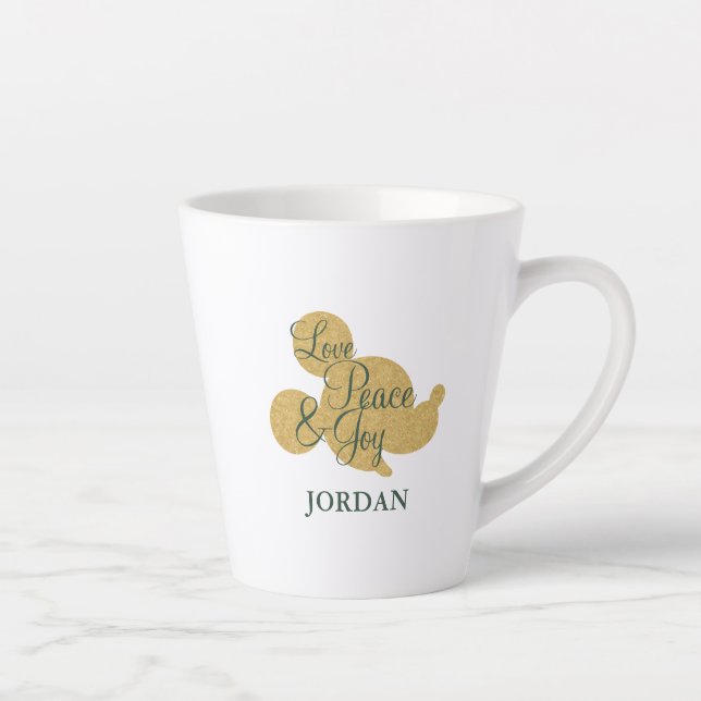Tasse Latte Mickey Mouse | Christmas Love, Peace & Joy (Droite)