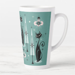 Tasse Latte Mid Century Holiday Meow Atomique Kitty Noël
