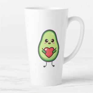 Tasse Latte Mignon Avocat Kawaii Cœur Amour - Adorable Sain