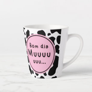 Tasse Latte Mignon design de vache Kawaii “Bom Dia Muuuuu”