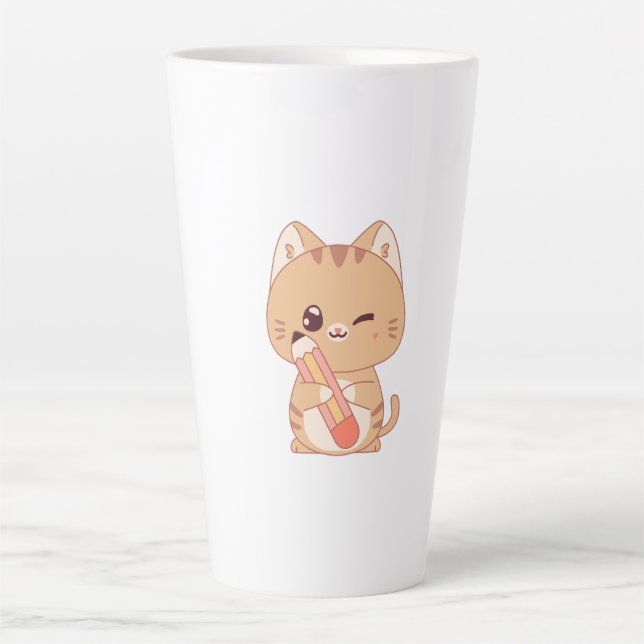 Tasse Latte mignon étudiant en chat | Conception amoureux des  (Devant)