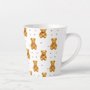 Tasse Latte Mignon motif ourson et coeurs sans couture