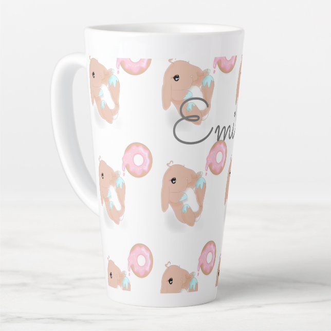 Tasse Latte Mignonne lapin caricature lapin Donut Motif Enfant (Angle gauche)