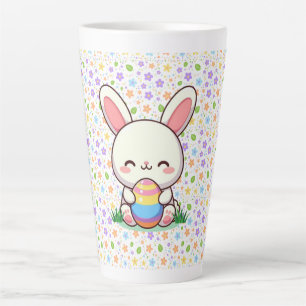Tasse Latte Mignonne lapin de printemps/Pâques avec oeuf