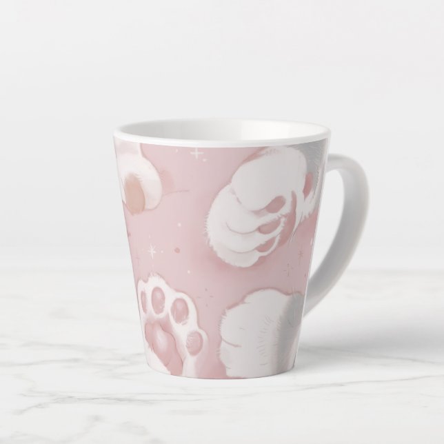 Tasse Latte Mignonne patte de chat (Angle droit)
