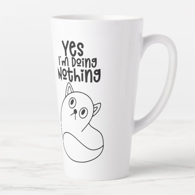 Tasse Latte Mignonne Tirage de ligne de chat Oui Je ne fais ri (Droite)