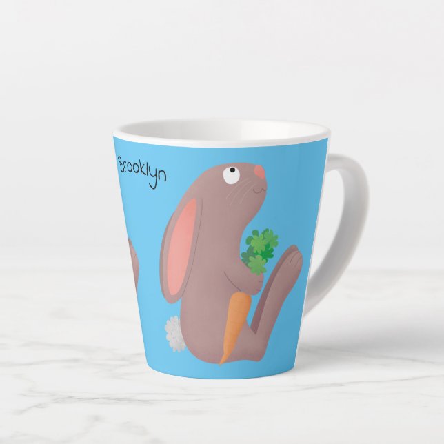 Tasse Latte Mignons lapin lapin lapin assis avec dessin de car (Angle droit)