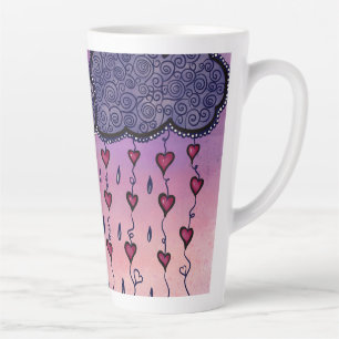 Tasse Latte Mignons nuages et coeurs art