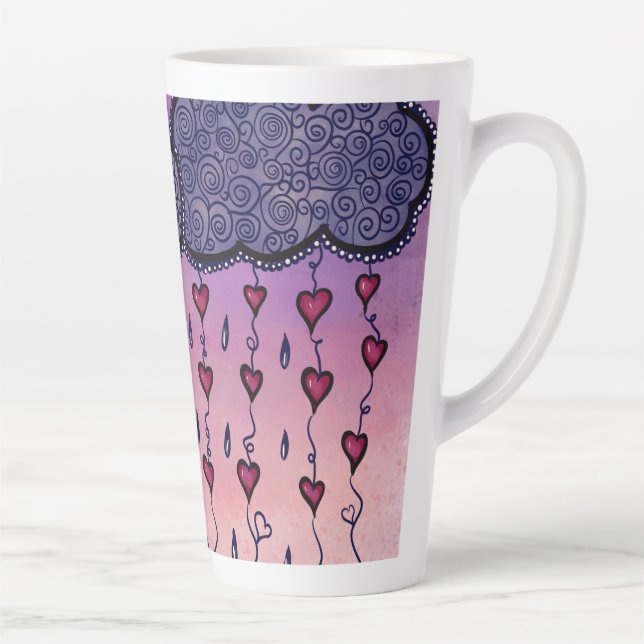 Tasse Latte Mignons nuages et coeurs art (Droite)