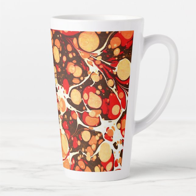 Tasse Latte Mignons rouge brun orange pierres abstraites (Droite)
