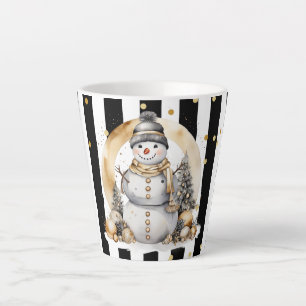 Tasse Latte Milchtasse Klein Snowman and Stripes Var06