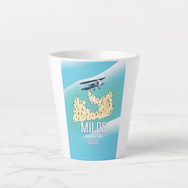 Tasse Latte Milos, île grecque Carte de voyage poster art. (Devant)