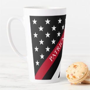 Tasse Latte Mince Red Line Firefighter Drapeau Nom Grand