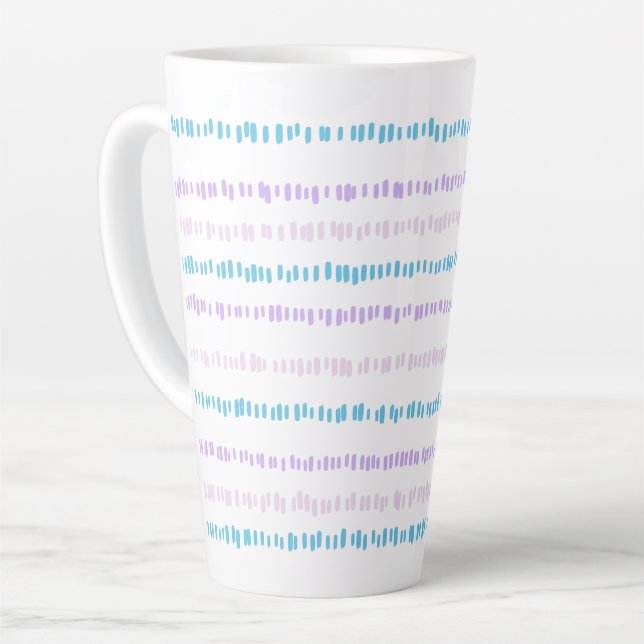 Tasse Latte Mini Motif Turquoise Violet Rose (Angle gauche)