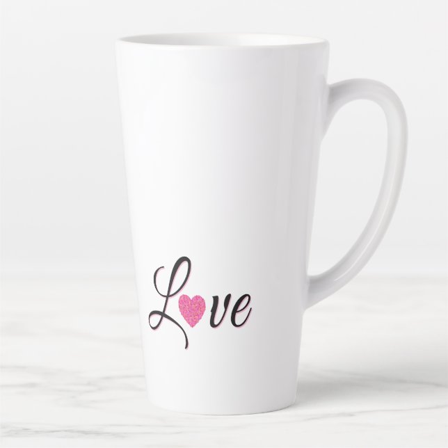 Tasse Latte Minimal Dotted Heart Design (Droite)