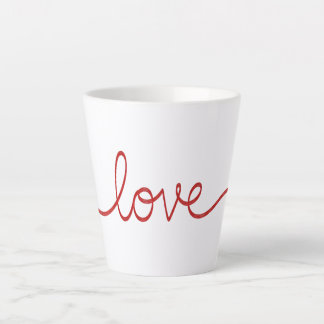 Tasse Latte Minimalist Red Script Love Continuous Line Art Sma