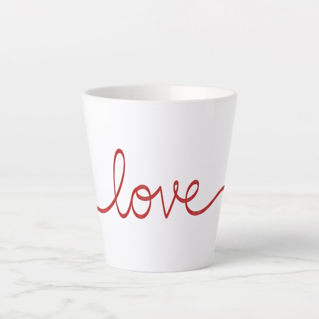 Tasse Latte Minimalist Red Script Love Continuous Line Art Sma (Devant)