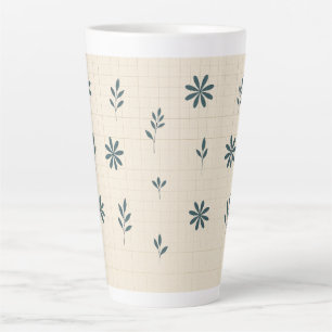 Tasse Latte Minimaliste Floral Vert 