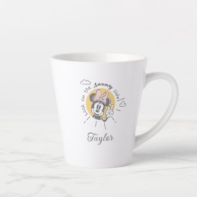 Tasse Latte Minnie Mouse | Côté soleil | Ajouter Votre Nom (Droite)