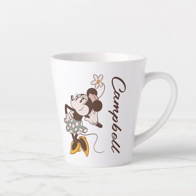 Tasse Latte Minnie Mouse | Minnie | Ajouter Votre Nom (Droite)