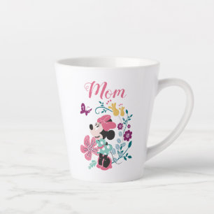 Tasse Latte Minnie Souris & Fleurs - Bonne Fête des Mères