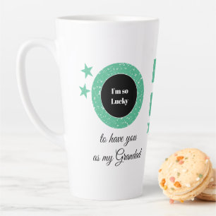 Tasse Latte Mint blanc si chanceux Grand-père avec photo