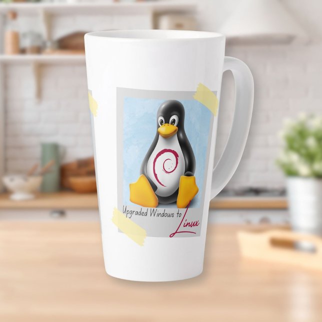 Tasse Latte Mise à niveau de Windows Debian Linux Tux (Upgraded Windows Debian Linux Tux Latte Mug)
