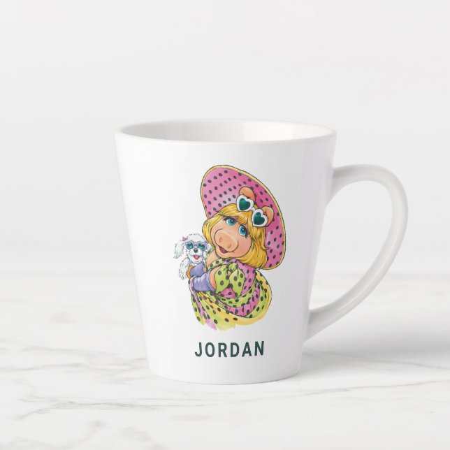 Tasse Latte Miss Piggy Holding Puppy (Droite)