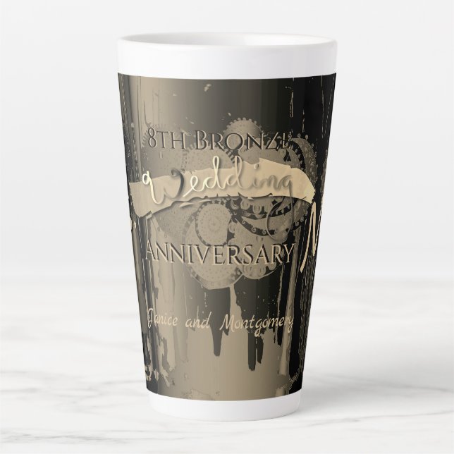 Tasse Latte "Mme"8e anniversaire du Mariage de bronze (Devant)