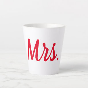 Tasse Latte Mme Femme Couple Monogramme Rouge Bold Personnalis