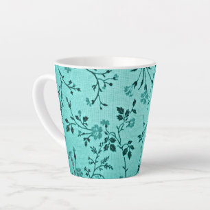 Tasse Latte Modèle floral turquoise