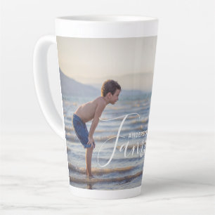 Tasse Latte Modèle photo moderne simple Nom de famille personn