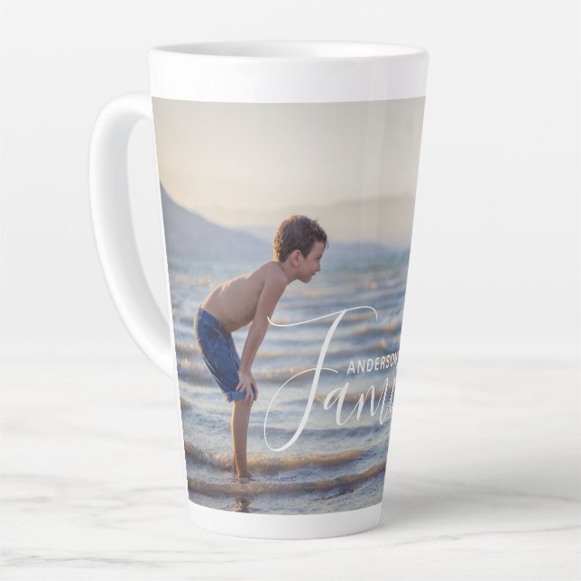 Tasse Latte Modèle photo moderne simple Nom de famille personn (Angle gauche)
