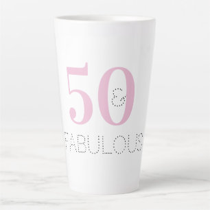 Tasse Latte Moderne 50 et fabuleuse Typographie rose Anniversa