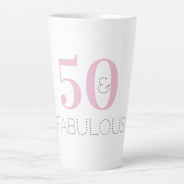 Tasse Latte Moderne 50 et fabuleuse Typographie rose Anniversa (Devant)