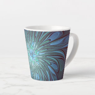 Tasse Latte Moderne Abstrait tendance Fleur bleue Fractal Art