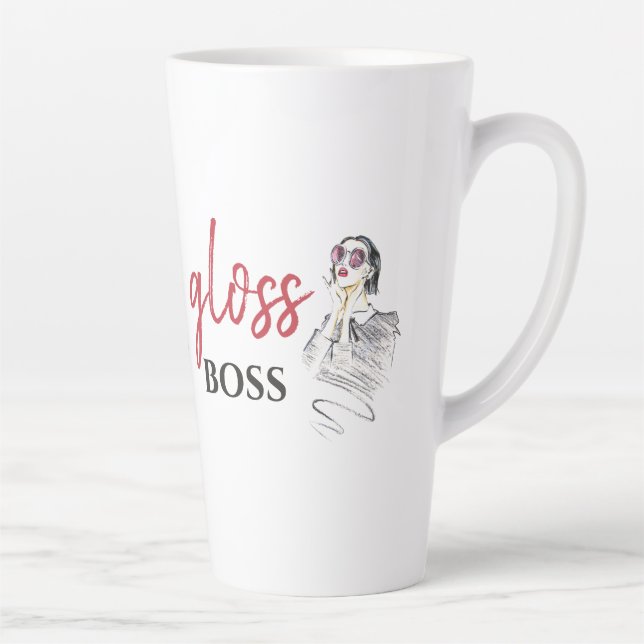 Tasse Latte Moderne brillant Boss Girl Black Red Funny World A (Droite)