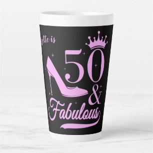 Tasse Latte Moderne Elegant 50 et fabuleuse femme d'anniversai