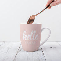 Moderne Minimal Pastel Rose Bonjour Et Vous Nom