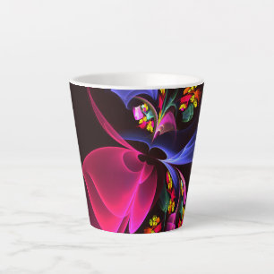 Tasse Latte Moderne motif abstrait floral coloré #06