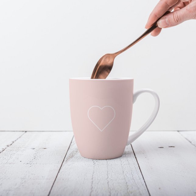 Tasse Latte Moderne Pastel Rose & Coeur Minimaliste Beau Cadea (Créateur téléchargé)
