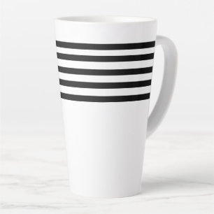 Tasse Latte Moderne simple et minimaliste rayures noir et blan