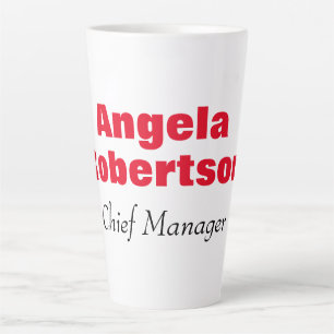 Tasse Latte Moderne simple minimaliste rouge blanc ajouter nom