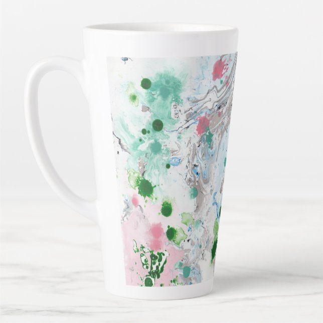Tasse Latte Moderne tendance Abstrait rose bleu vert blanc (Gauche)
