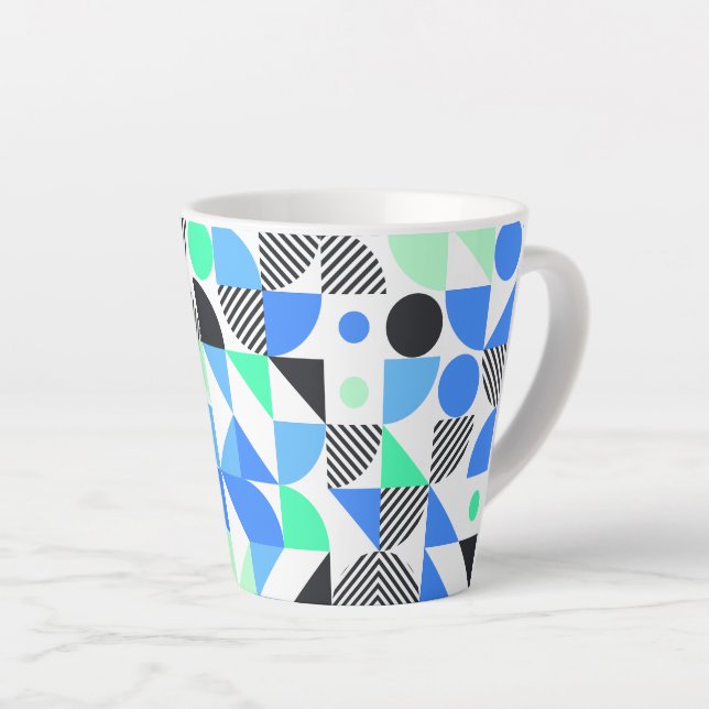 Tasse Latte Moderne tendance Monnaie Bleue Vert Géométrique (Angle droit)