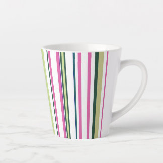 Tasse Latte Moderne tendance Nouveau rose vert blanc rayures
